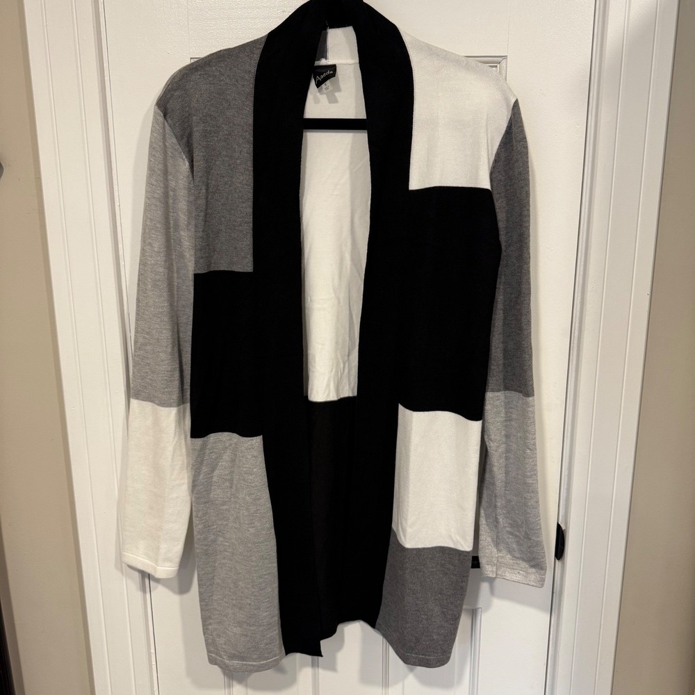 Aaeda Women's Colorblock Open Front Long Sleeve Cardigan Sweater Size S - Picture 2 of 6